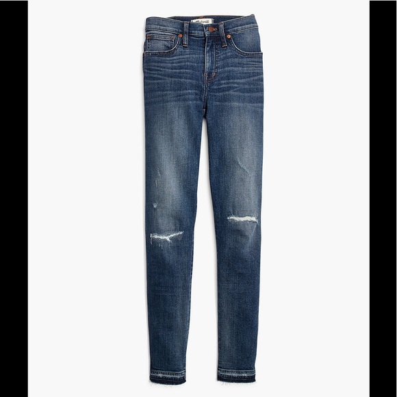 Madewell 9" Mid-Rise Skinny York Wash Rip & Repair Edition - Picture 2 of 8